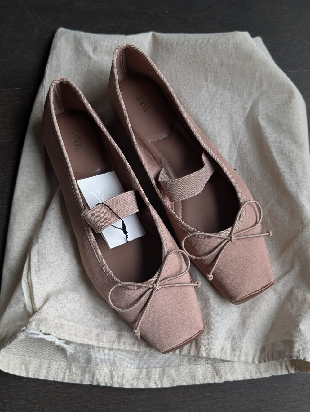 NWT Satin Square Toe Ballet Flats